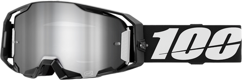 100-PERCENT ARMATIC GOGGLE BLACK MIRROR SILVER FLASH LENS
