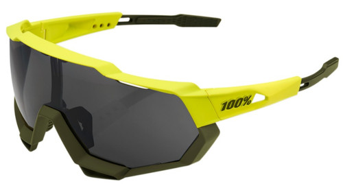 100-Percent Speedtrap Soft Tact Banana Sunglasses - Black Mirror Lens