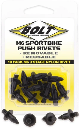 M6 Three Stage Push Rivet Kit - 10 pack