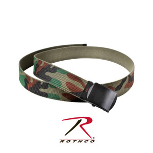 Rothco Camo Reversible Web Belt Woodland Camo / Olive Drab Rothco Camo Reversible Web Belt Woodland Camo / Olive Drab