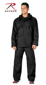 Rothco 2 Piece Microlite PVC Rainsuit Black Size S Rothco 2 Piece Microlite PVC Rainsuit Black Size S