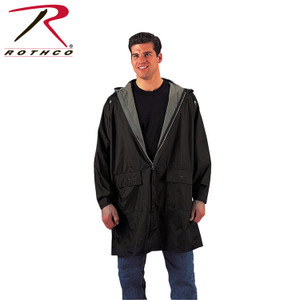 Rothco Reversible 3/4 Length Rain Parka Black / Olive Drab Size M Rothco Reversible 3/4 Length Rain Parka Black / Olive Drab Size M