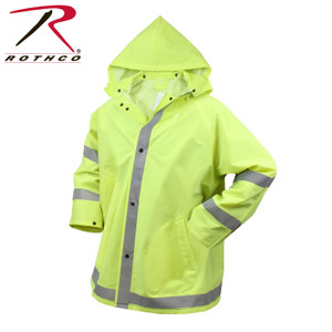 Rothco Safety Reflective Rain Jacket Safety Green Size L Rothco Safety Reflective Rain Jacket Safety Green Size L