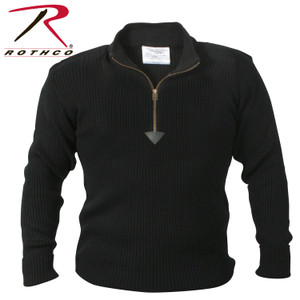 Rothco Quarter Zip Acrylic Commando Sweater Black Size 2XL Rothco Quarter Zip Acrylic Commando Sweater Black Size 2XL