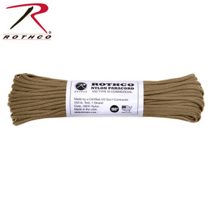 Rothco Nylon Paracord Type III 550 LB Coyote Brown Size 100' Rothco Nylon Paracord Type III 550 LB Coyote Brown Size 100'