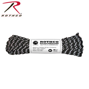 Rothco Nylon Paracord Type III 550 LB Black / Reflective Size 100' Rothco Nylon Paracord Type III 550 LB Black / Reflective Size 100'