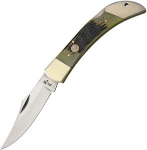 Lockback Hunter Green Bone Lockback Hunter Green Bone