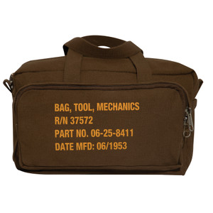 Rothco G.I. Type Zipper Pocket Mechanics Tool Bag With Military Stencil Earth Brown Size One Size Rothco G.I. Type Zipper Pocket Mechanics Tool Bag With Military Stencil Earth Brown Size One Size