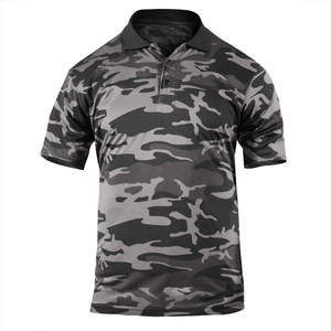 Rothco Moisture Wicking Polo Shirt Black Camo Size 2XL Rothco Moisture Wicking Polo Shirt Black Camo Size 2XL