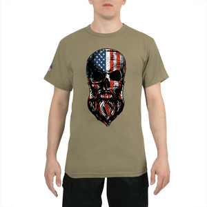 Rothco US Flag Bearded Skull T-Shirt Coyote Brown Size XL Rothco US Flag Bearded Skull T-Shirt Coyote Brown Size XL