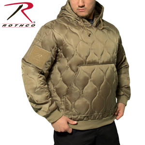 Rothco Quilted Woobie Hooded Sweatshirt Coyote Brown Size S Rothco Quilted Woobie Hooded Sweatshirt Coyote Brown Size S