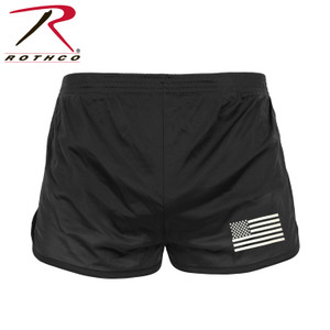 Rothco US Flag Ranger PT (Physical Training) Shorts - Black Black Size M