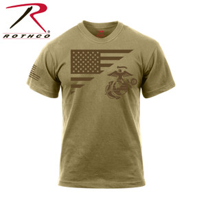 Rothco US Flag / USMC Eagle, Globe, & Anchor T Shirt Coyote Brown Size 3XL Rothco US Flag / USMC Eagle, Globe, & Anchor T Shirt Coyote Brown Size 3XL