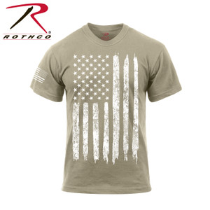 Rothco Distressed US Flag Athletic Fit T-Shirt Desert Sand Size XL Rothco Distressed US Flag Athletic Fit T-Shirt Desert Sand Size XL
