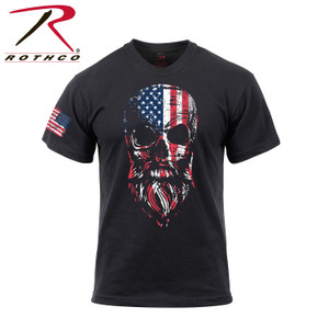 Rothco US Flag Bearded Skull T-Shirt Black Size L Rothco US Flag Bearded Skull T-Shirt Black Size L