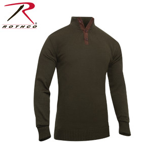 Rothco 3-Button Sweater With Suede Accents Olive Drab Size XL Rothco 3-Button Sweater With Suede Accents Olive Drab Size XL