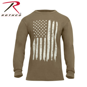 Rothco US Flag Long Sleeve T-Shirt Coyote Brown Size M