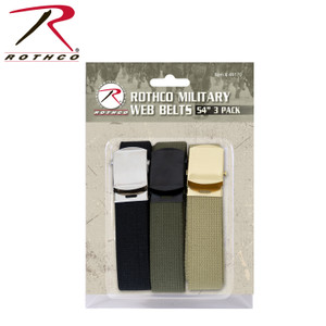 Rothco Web Belts In 3 Pack Khaki / Black / Olive Drab Size 54 Inches Rothco Web Belts In 3 Pack Khaki / Black / Olive Drab Size 54 Inches