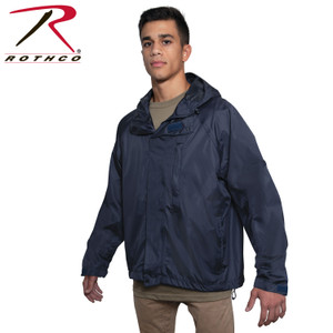 Rothco Packable Rain Jacket Navy Blue Size L Rothco Packable Rain Jacket Navy Blue Size L