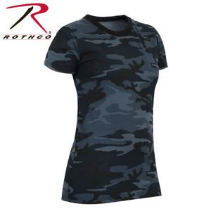 Rothco Womens Long Length Camo T-Shirt Midnight Blue Camo Size S