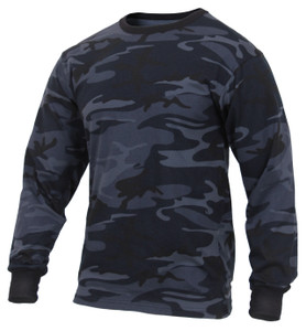 Rothco Long Sleeve Color Camo T-Shirt Midnight Blue Camo Size 2XL Rothco Long Sleeve Color Camo T-Shirt Midnight Blue Camo Size 2XL