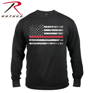 Rothco Thin Red Line Long Sleeve T-shirt Black Size L Rothco Thin Red Line Long Sleeve T-shirt Black Size L