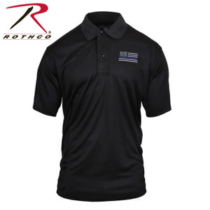 Rothco Thin Blue Line Moisture Wicking Polo Black Size XL Rothco Thin Blue Line Moisture Wicking Polo Black Size XL
