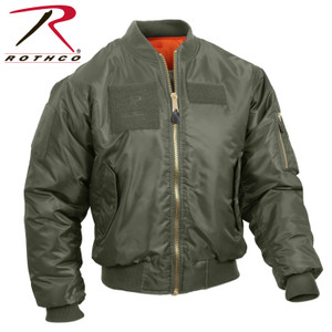 Rothco MA-1 Flight Jacket with Patches Sage Green Size XS Rothco MA-1 Flight Jacket with Patches Sage Green Size XS