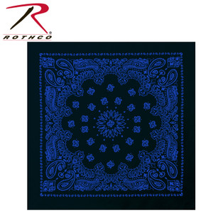 Rothco Trainmen Paisley Bandana - 22" X 22" Black / Blue Size One Size Rothco Trainmen Paisley Bandana - 22" X 22" Black / Blue Size One Size