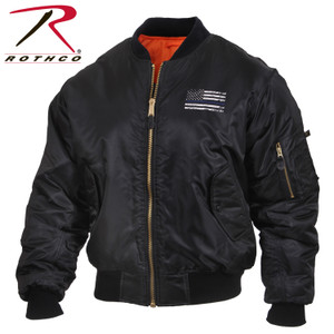 Rothco Thin Blue Line Flag MA-1 Flight Jacket Black Size M Rothco Thin Blue Line Flag MA-1 Flight Jacket Black Size M