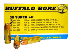 BBA 33B/20 38SUP +P 124 JHP 20/12 BBA 33B/20 38SUP +P 124 JHP 20/12