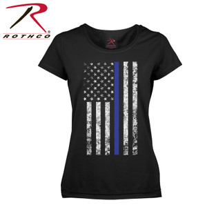 Rothco Women's Thin Blue Line Longer T-Shirt Black Size XS Rothco Women's Thin Blue Line Longer T-Shirt Black Size XS