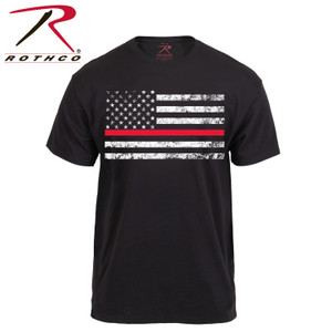 Rothco Thin Red Line Flag T-Shirt Black Size L Rothco Thin Red Line Flag T-Shirt Black Size L
