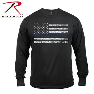 Rothco Long Sleeve Thin Blue Line T-Shirt Black Size M Rothco Long Sleeve Thin Blue Line T-Shirt Black Size M