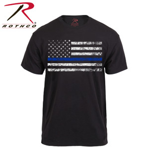 Rothco Thin Blue Line T-Shirt Black Size S Rothco Thin Blue Line T-Shirt Black Size S