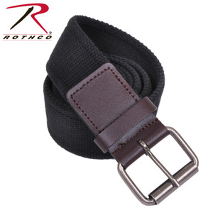 Rothco Vintage Single Prong Web Belt With Leather Accents Black Size M Rothco Vintage Single Prong Web Belt With Leather Accents Black Size M