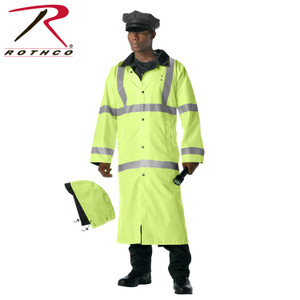 Rothco Hooded Reflective Rain Parka Safety Green Size M Rothco Hooded Reflective Rain Parka Safety Green Size M