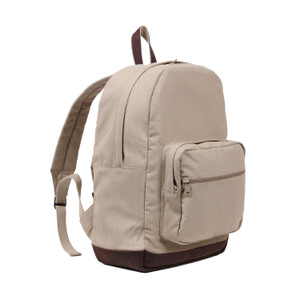 Rothco Vintage Canvas Teardrop Backpack With Leather Accents Khaki Rothco Vintage Canvas Teardrop Backpack With Leather Accents Khaki