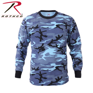 Rothco Long Sleeve Color Camo T-Shirt Sky Blue Camo Size M
