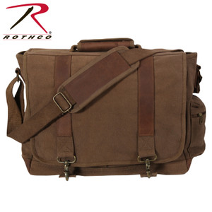 Rothco Vintage Canvas Pathfinder Laptop Bag With Leather Accents Earth Brown Rothco Vintage Canvas Pathfinder Laptop Bag With Leather Accents Earth Brown