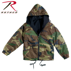 Rothco Reversible Lined Jacket With Hood Woodland Camo Size M Rothco Reversible Lined Jacket With Hood Woodland Camo Size M