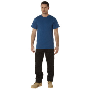 Rothco Solid Color Cotton / Polyester Blend T-Shirt Heather Blue Size 2XL Rothco Solid Color Cotton / Polyester Blend T-Shirt Heather Blue Size 2XL
