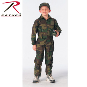 Rothco Kids Flightsuit Woodland Camo Size M Rothco Kids Flightsuit Woodland Camo Size M