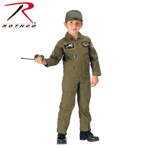Rothco Kid's Flight Coverall With Patches Olive Drab Size M Rothco Kid's Flight Coverall With Patches Olive Drab Size M
