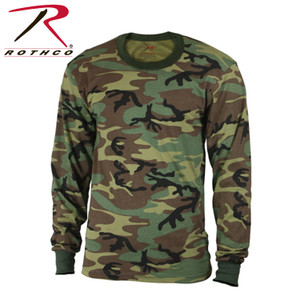 Rothco Kids Long Sleeve Camo T-Shirt Woodland Camo Size S