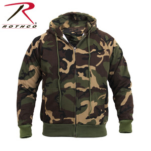 Rothco Thermal Lined Hooded Sweatshirt Woodland Camo Size XL Rothco Thermal Lined Hooded Sweatshirt Woodland Camo Size XL