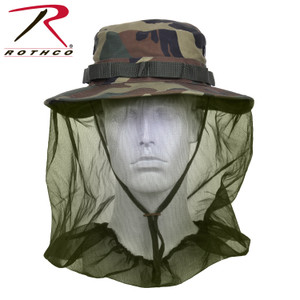Rothco Boonie Hat With Mosquito Netting Woodland Camo Size 7 Rothco Boonie Hat With Mosquito Netting Woodland Camo Size 7