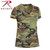 Rothco Womens Long Length Camo V-Neck T-Shirt Woodland Camo Size L
