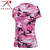 Rothco Womens Long Length Camo V-Neck T-Shirt Pink Camo Size M
