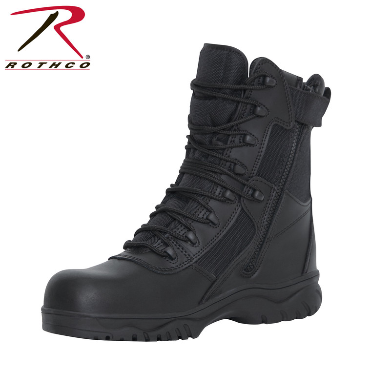 Rothco Forced Entry Tactical Boot With Side Zipper & Composite Toe - 8 Inch Black 8
